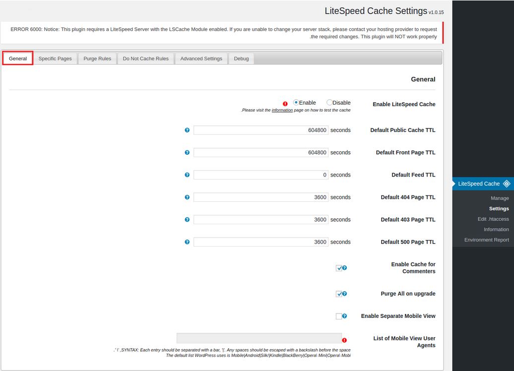 مدیریت کش وردپرس با LiteSpeed Cache