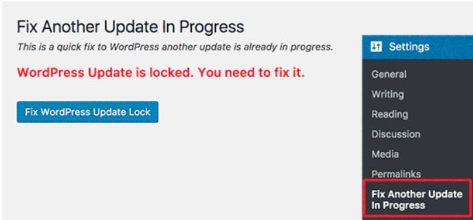 رفع خطای Another Update in Process در وردپرس