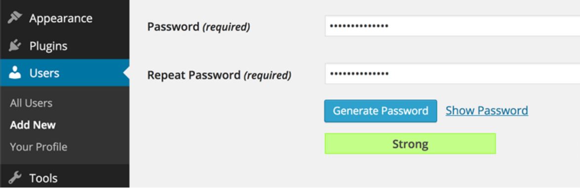 ایجاد خودکار رمز عبور در وردپرس