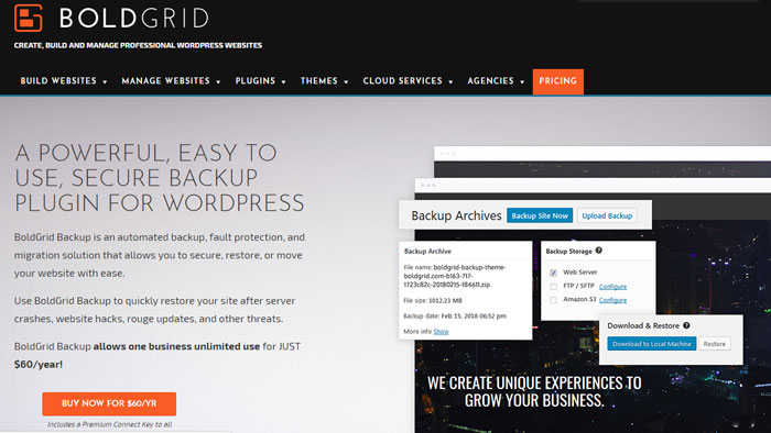 BoldGrid Backup افزونه وردپرس